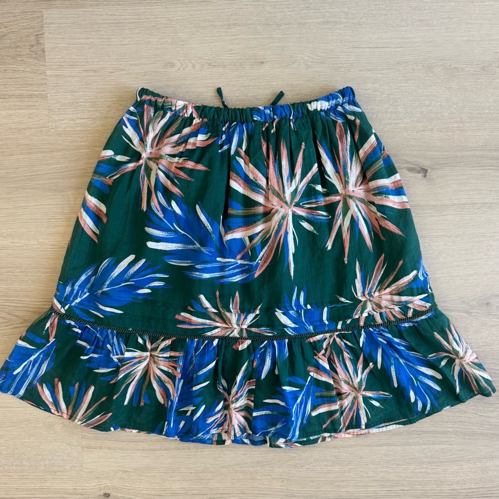 Trovata Birds of Paradis Green Blue Tiered Mini Skirt with Ruffled Tiers Size XS - Picture 6 of 8